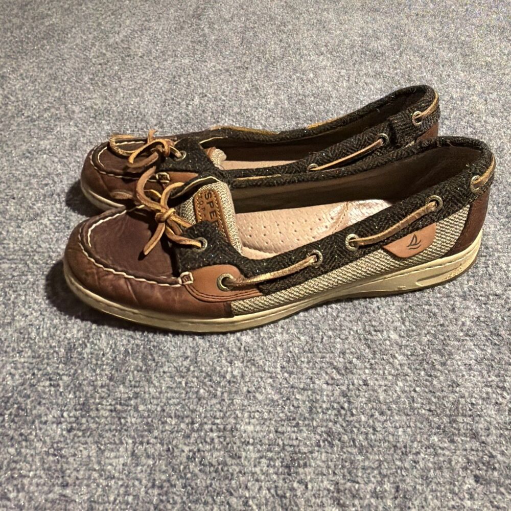 Sperry Top-Sider Leather Boat Shoes Woemens Size 8.5 M Brown Slip On Tie Flats